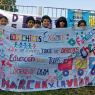 Young kids from the casa de l@s nin@s demonstrating for their rights